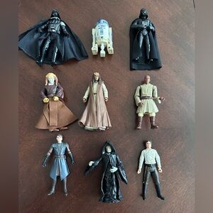 9 Star Wars Action Figures Skywalker Solo Palpatine Mace Windu Agen Kolar Vader